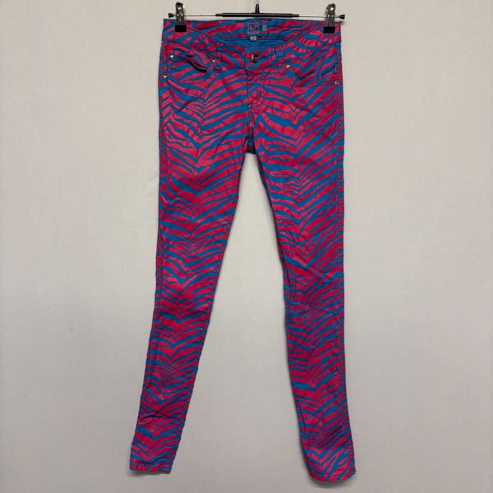 Tripp NYC Women Skinny Jeans Size 3 Zebra Print Goth Punk Y2K C138 -4